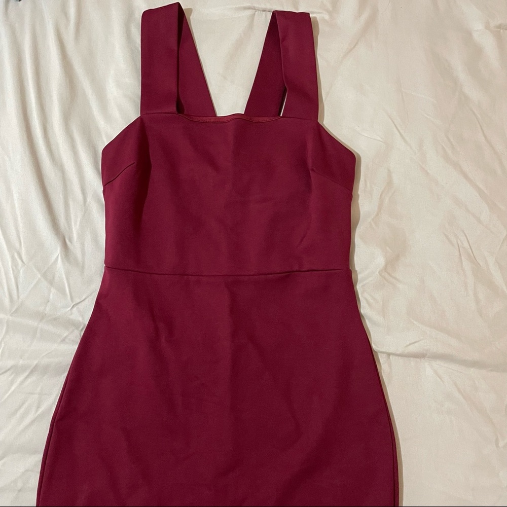 Burgundy body con dress.